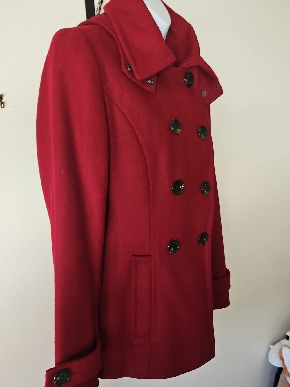 Calvin Klein Double-Breasted Peacoat - Deep Red - Picture 5 of 16